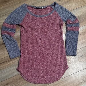 Red and Gray Long Sleeve Top